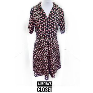 Circus Clothing 8 Black Retro Shirt Dress Fan Collar Button Down Flare